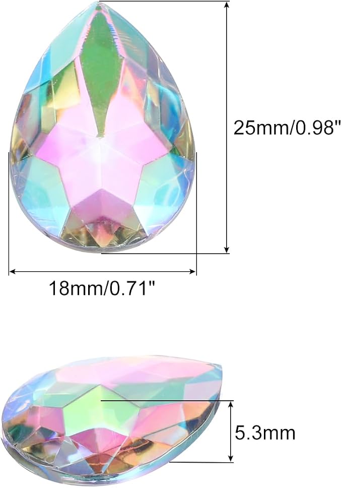 MECCANIXITY 50PCS Flat Back Acrylic Teardrop Gems 18x25mm Artificial Rhinestones - Image 2