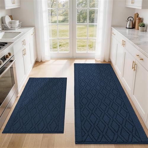 COSY HOMEER Kitchen Rugs Sets of 2 Non-Slip Washable, 60x24Inch/35X24Inch by COSYHOMEER