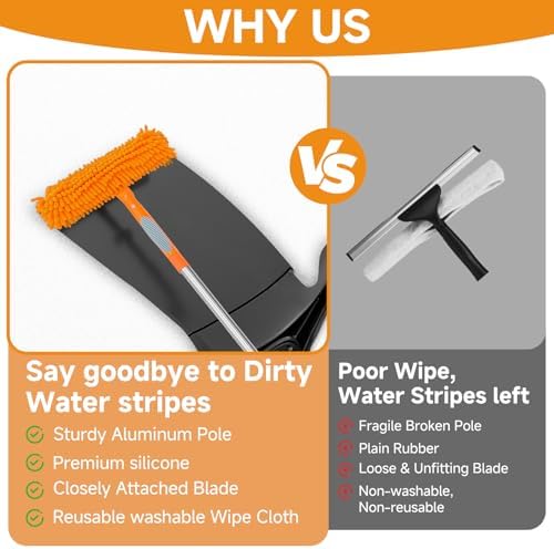 2 in 1 Window Squeegee Cleaner Kit Extension Pole, 67 in - Image 6