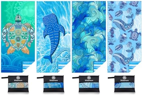 Widdonen Microfiber Beach Towel, Compact 4 Pack-71x32 Inch by WIDDONEN