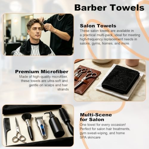 Puomue Black Salon Towels, Super Soft and Absorbent Microfiber Hair Towel - Image 5