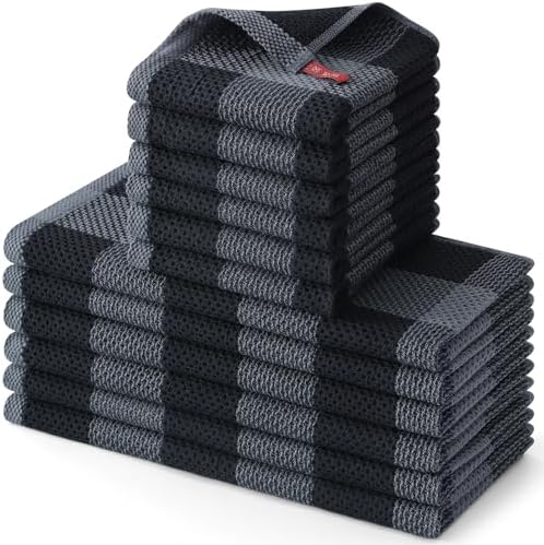 Homaxy 100% Cotton Kitchen Towels and Dishcloths Set of 12 by Homaxy
