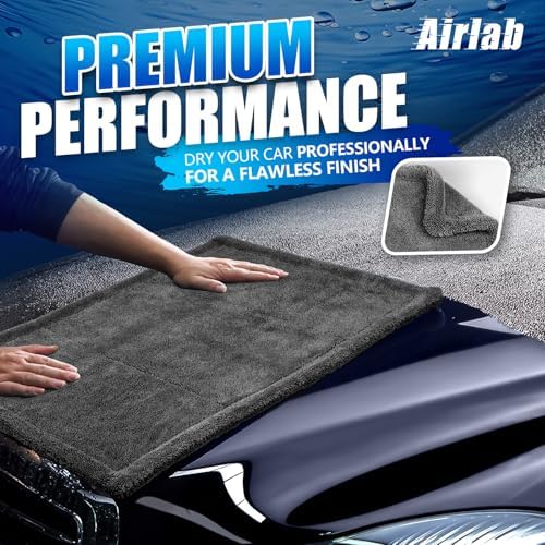 Airlab Microfiber Towel Car Drying Detailing Wash Cloth Car Care, Dark Grey - Image 2