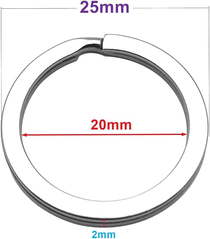 20 Pack Key Ring Keychain 1 Inch 25mm Diameter Metal Flat Split Key Chains Rings - Image 4