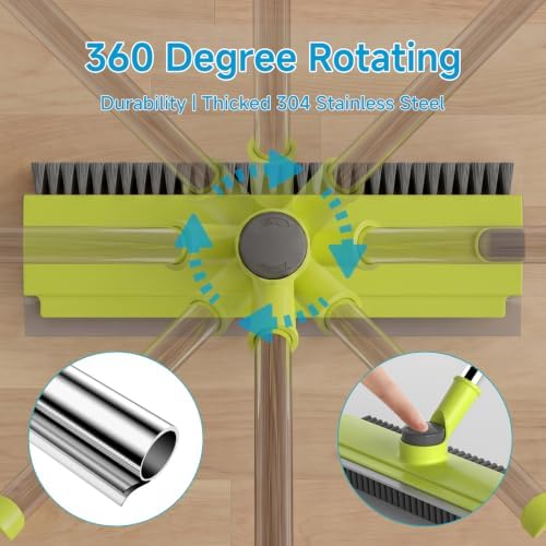 Pool Scrub Brush with 52" Pole, 3 in 1 Pool Cleaning Brush with Squeegee - Image 4