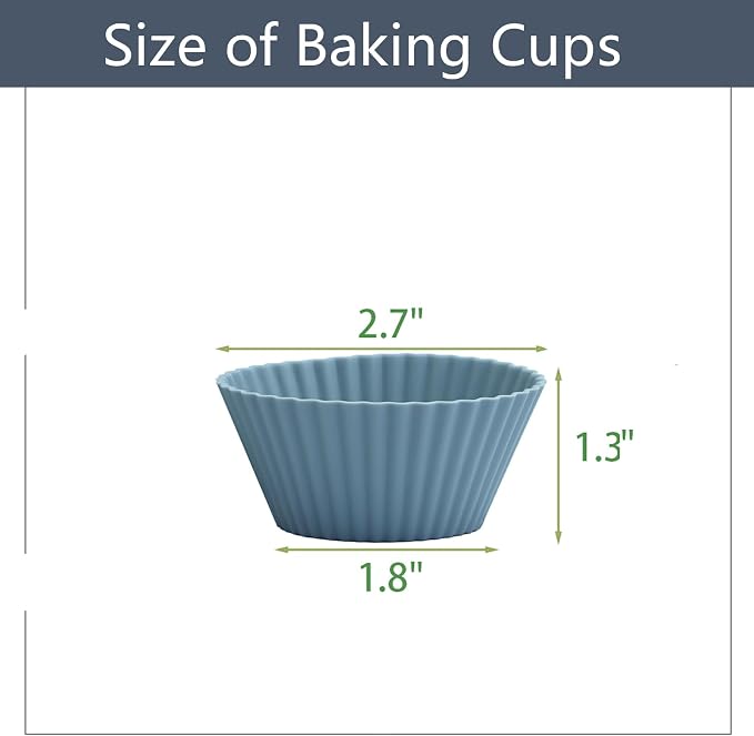Silicone Baking Muffin Cups 12 Pack, Reusable Cupcake Liners Cake Molds - Image 6