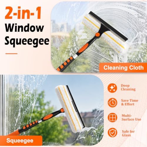2-in-1 Window Squeegee, 12FT Window Cleaner Tool - Image 6