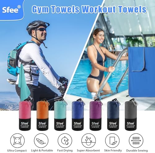Sfee 2 Pack Microfiber Travel Towel, Quick Dry & Super Absorbent, Lightweight - Image 3