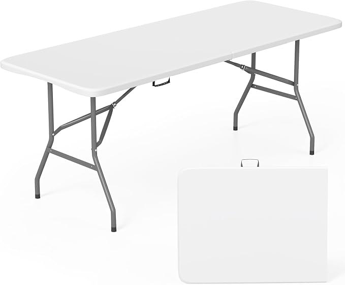 FDW 6 FT Folding Table, Portable Plastic Table by FDW