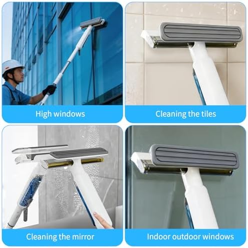 4-in-1 Window Cleaner with Extension Pole & Handle-Controlled Sprayer - Image 5