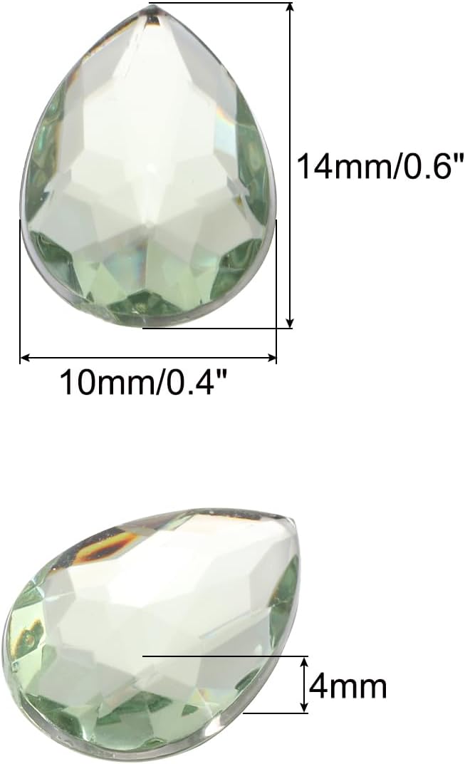 MECCANIXITY 50PCS Flat Back Acrylic Teardrop Gems 10x14mm Artificial Rhinestones - Image 2