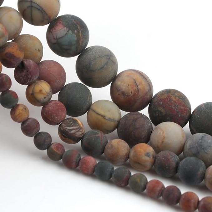 4mm Matte Picasso Jasper Bead, 15-Inch Matte Round Loose Stone Beads - Image 6