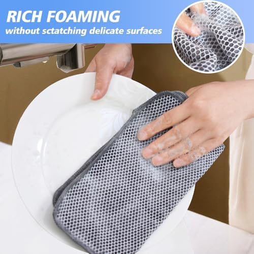 KinHwa Kitchen Dish Washcloths Microfiber Gray - Image 3
