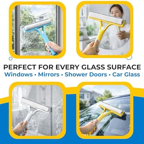 3-in-1 Window Squeegee with Spray Bottle, Handheld Glass Cleaning Tool with - Image 2