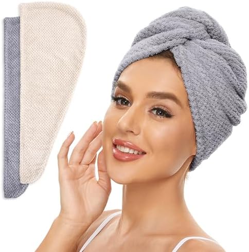SimpleField 2 Pack Microfiber Hair Towel Wrap by SimpleField