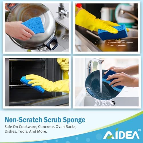 AIDEA Sponges Kitchen-120Count, Non Scratch Scrub Sponge, Dish Sponges - Image 5
