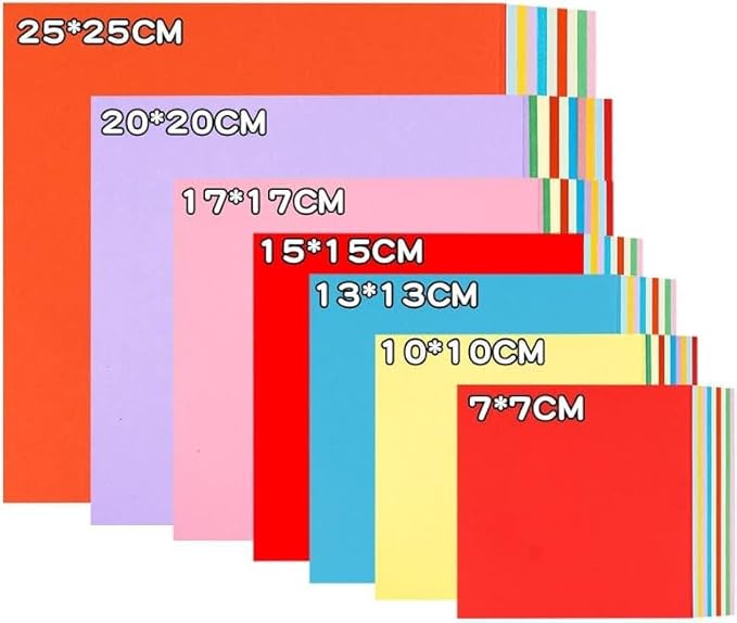 2 Pack 10 Colors Origami Paper Double Sided Color 100 Sheets Square Easy Fold Paper for Beginner (Centimeters, 20x20)