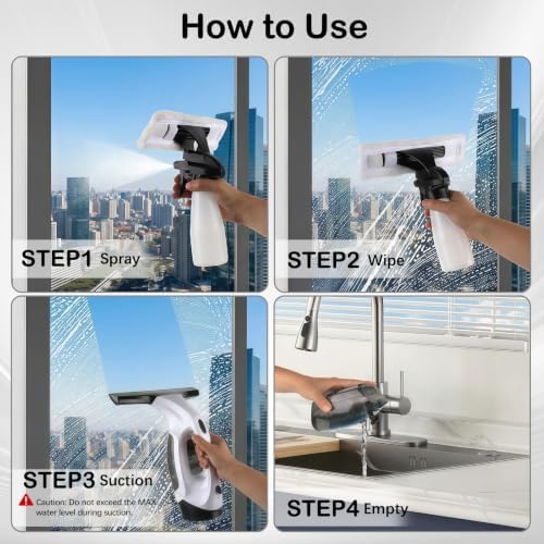 Window Vacuum Squeegee Cordless, 2000Pa Electric Window Cleaner - Image 6