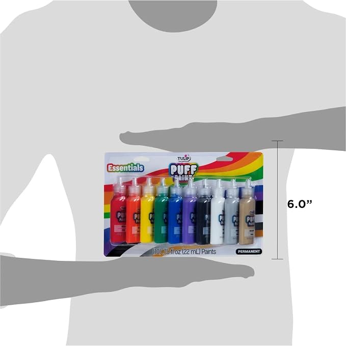 TULIP Puff Paint Essential Rainbow Colors 10-pack, Nontoxic & Waterproof Craft - Image 5