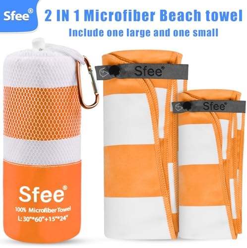 Sfee 2 in 1 Microfiber Oversized Beach Towel, Quick Dry Towel Travel Towel - Image 4