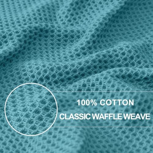 Homaxy 100% Cotton Waffle Weave Kitchen Towels, Lake Blue - Image 2