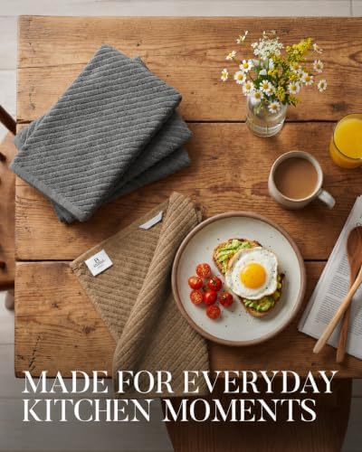 Bumble Kitchen Towels, 100% Cotton, Dish Towels Gray Tan - Image 2