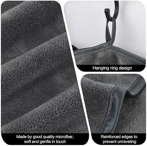 Microfiber Facial Cloths Fast Drying Washcloth 8inch x 8inch Grey 6 pack - Image 3