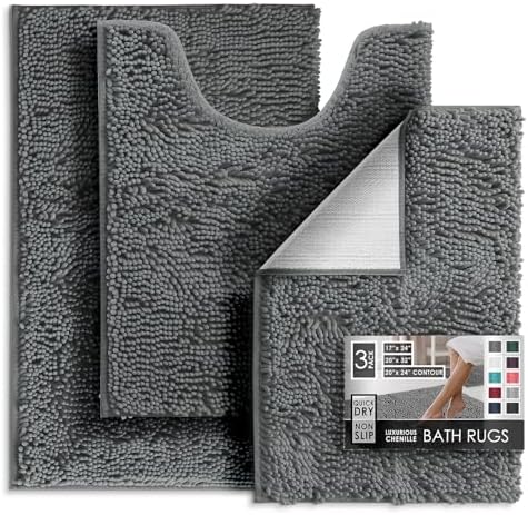 Hearth & Harbor Bathroom Rugs, Chenille Bath Mat by HearthHarbor