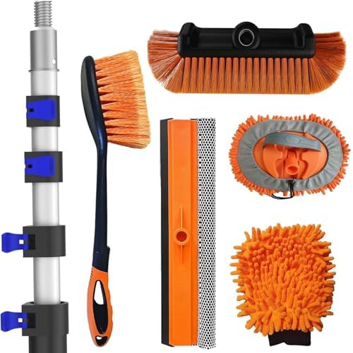 26Ft Reach Car Wash Kit with 5-20FT Telescopic Extension Pole, Car Wash Brush by SKGPOLE