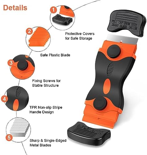 Ainiv Razor Blade Scraper, 2-in-1 Multifunctional Scraper Tool - Image 4