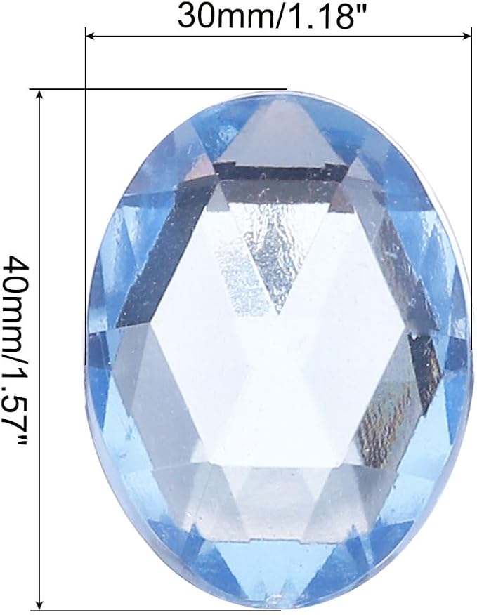 MECCANIXITY 10Pcs Acrylic Oval Gems 30x40 mm Flat Back Artificial Rhinestones - Image 2