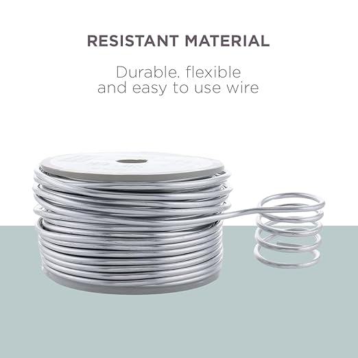 UTILE Armature Aluminum Wire 80 ft 9 Gauge 3.7 mm Anodized Craft Bendable Wire – Sculpting Metal Silver for Bonsai Trees, Clay, Crafts, Plants, Gardening, Beading and Jewelry Making (Silver)