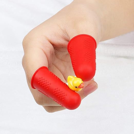12 Pieces Silicone Hot Glue Gun Finger Caps, 4 Colors Finger Guard Protectors or Hot Glue Wax Rosin Resin Honey Adhesives Scrapbooking Sewing in 3 Sizes-Red/Blue/Yellow/Green