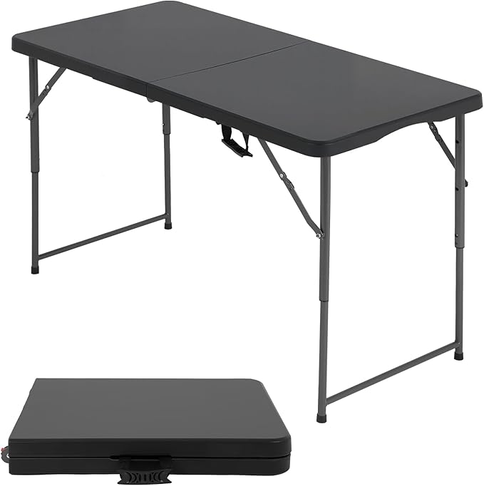 FDW 4FT Folding Table Half Portable Foldable Table Picnic Table by FDW
