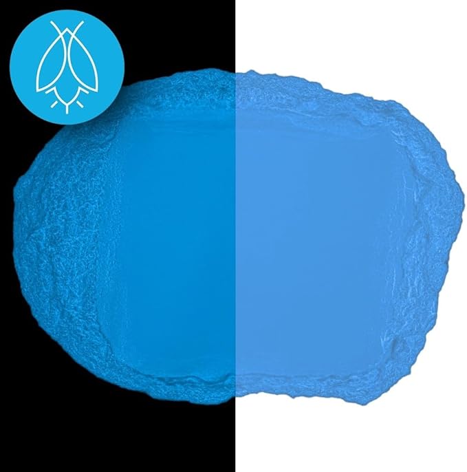 Glow in The Dark Pigment Powder - Neutral and Fluorescent Color for Art Painting, Fine Art, Nail Art Paint, and DIY Crafts - Long Lasting, 10+ Color Options - Fluorescent Blue - (60 Grams/ 2.12 oz)