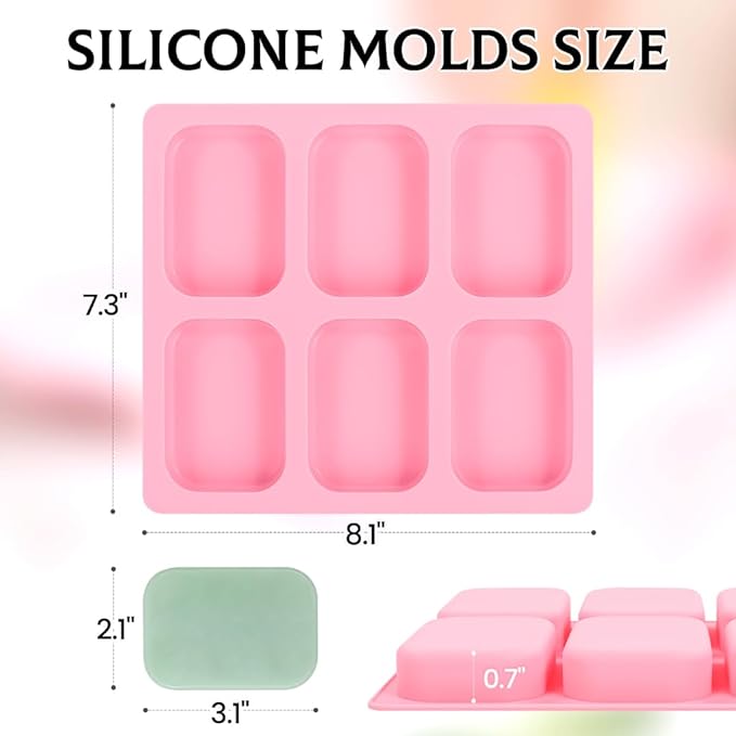 SJ Soap Molds 2 Packs, Rounded Rectangle Silicone Soap Molds - Image 3
