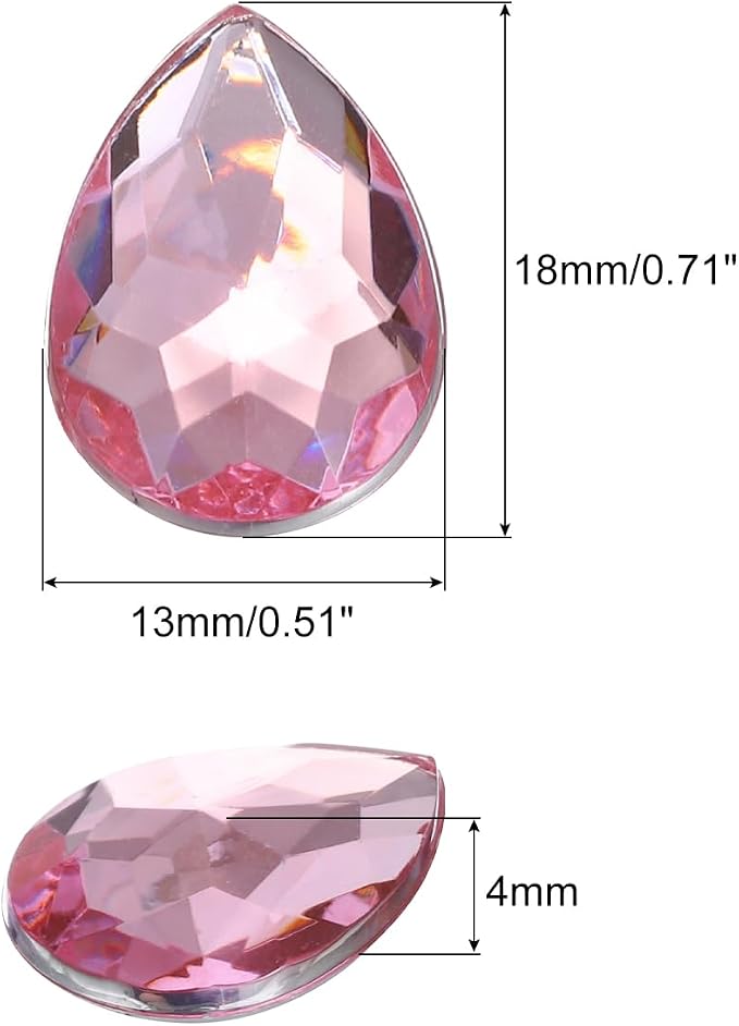 MECCANIXITY 50PCS Flat Back Acrylic Teardrop Gems 13x18mm Artificial Rhinestones - Image 2