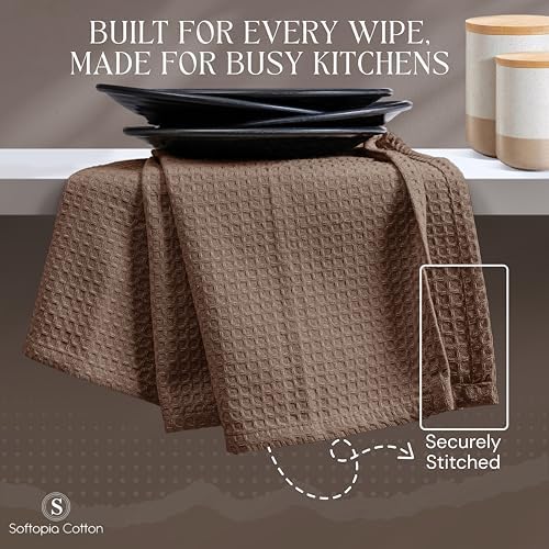 Brown Kitchen Towels – Waffle Weave, 100% Cotton, Soft & Absorbent, Fast Dry - Image 5