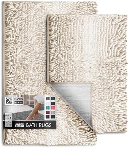 Hearth & Harbor Bathroom Rugs, Chenille Bath Mat by HearthHarbor