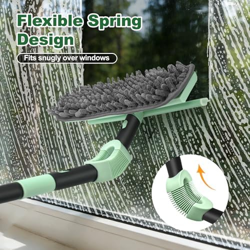Window Squeegee with Extension Pole, 73.6 Inch Bendable Head Telescoping Long - Image 2