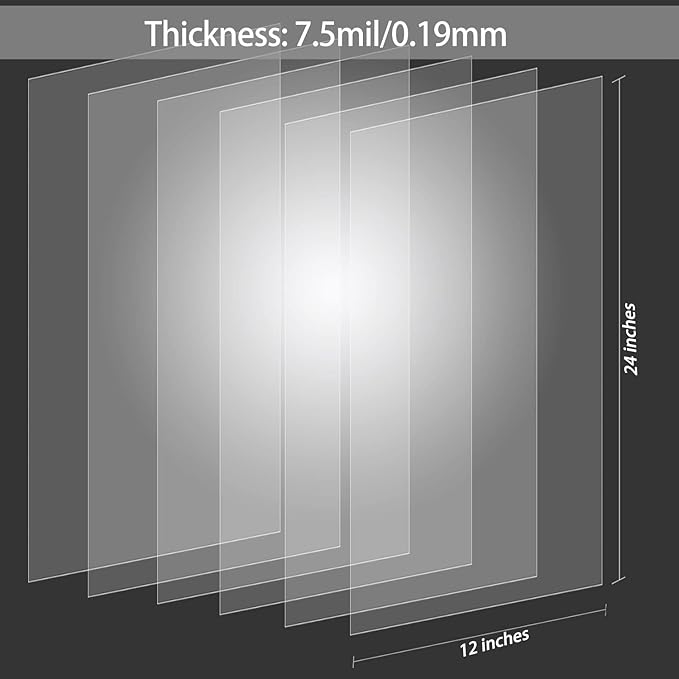 12 Pack 7 mil Blank Stencil Sheets 12 x 24 inch Mylar Sheet, Acetate Sheets for Crafts, Milky Translucent PET Template Material