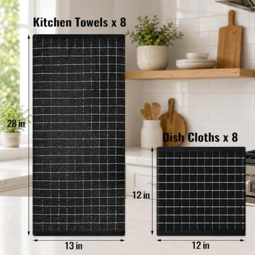 Kitinjoy 100% Cotton Kitchen Towels and Dishcloths Set - Image 4