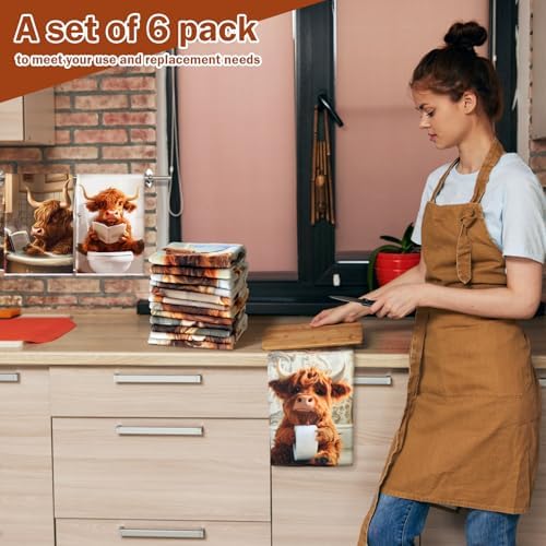 Redbaker 6 Highland Cow Kitchen Towels - Image 4
