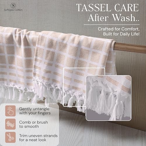 Matrix Dobby Kitchen Towels 12 Pack 100% Cotton, Handmade Knotted Tassel Dish - Image 6
