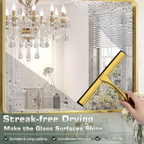 Shower Squeegee for Glass Doors, Stainless Steel, 12 Inch, 3 Hooks - Image 3