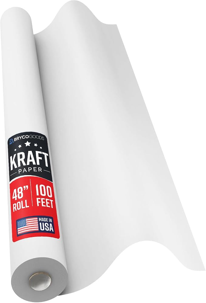 Bryco Goods 48" x 1200" White Kraft Paper Roll by BrycoGoods