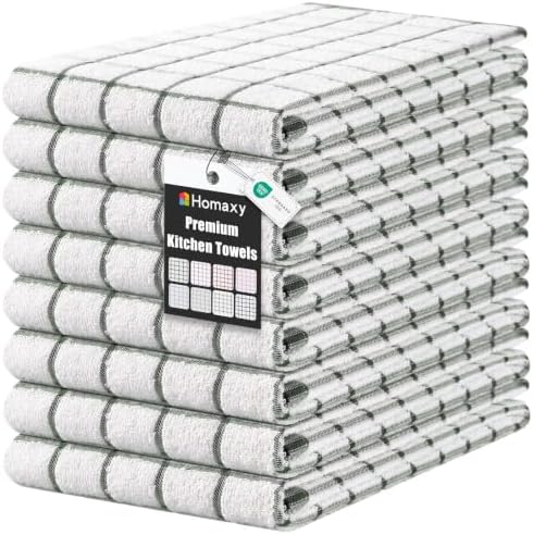 Homaxy Premium Kitchen Towels, Check Design, Dark Green by Homaxy