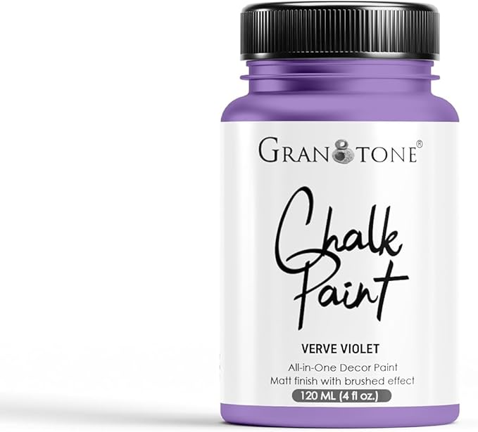 GRANOTONE Chalk Paint for Furniture | Matt-Finish Water-Based Acrylic Paint for Wood, Walls, Metal, Glass, Paper, Fabric Canvas | Maximum Coverage Chalk Paint for Kids & Adults, 120 Ml (VERVE VIOLET)