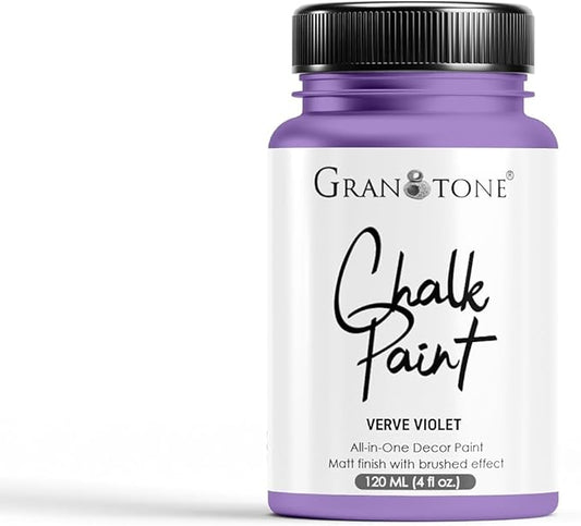 GRANOTONE Chalk Paint for Furniture | Matt-Finish Water-Based Acrylic Paint for Wood, Walls, Metal, Glass, Paper, Fabric Canvas | Maximum Coverage Chalk Paint for Kids & Adults, 120 Ml (VERVE VIOLET)