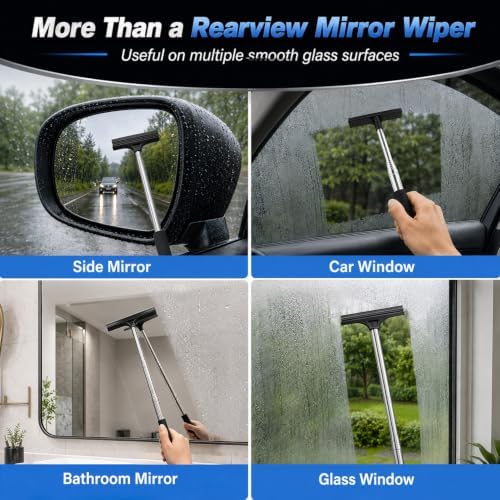 2 Pack Car Side Mirror Squeegee, Silicone Blade Rearview Mirror Cleaner - Image 5